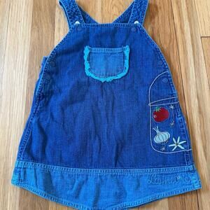 VTG Mon Petit Jardin Vintage Denim Shift Dress Sz 18-24 Embroidered Vegetables